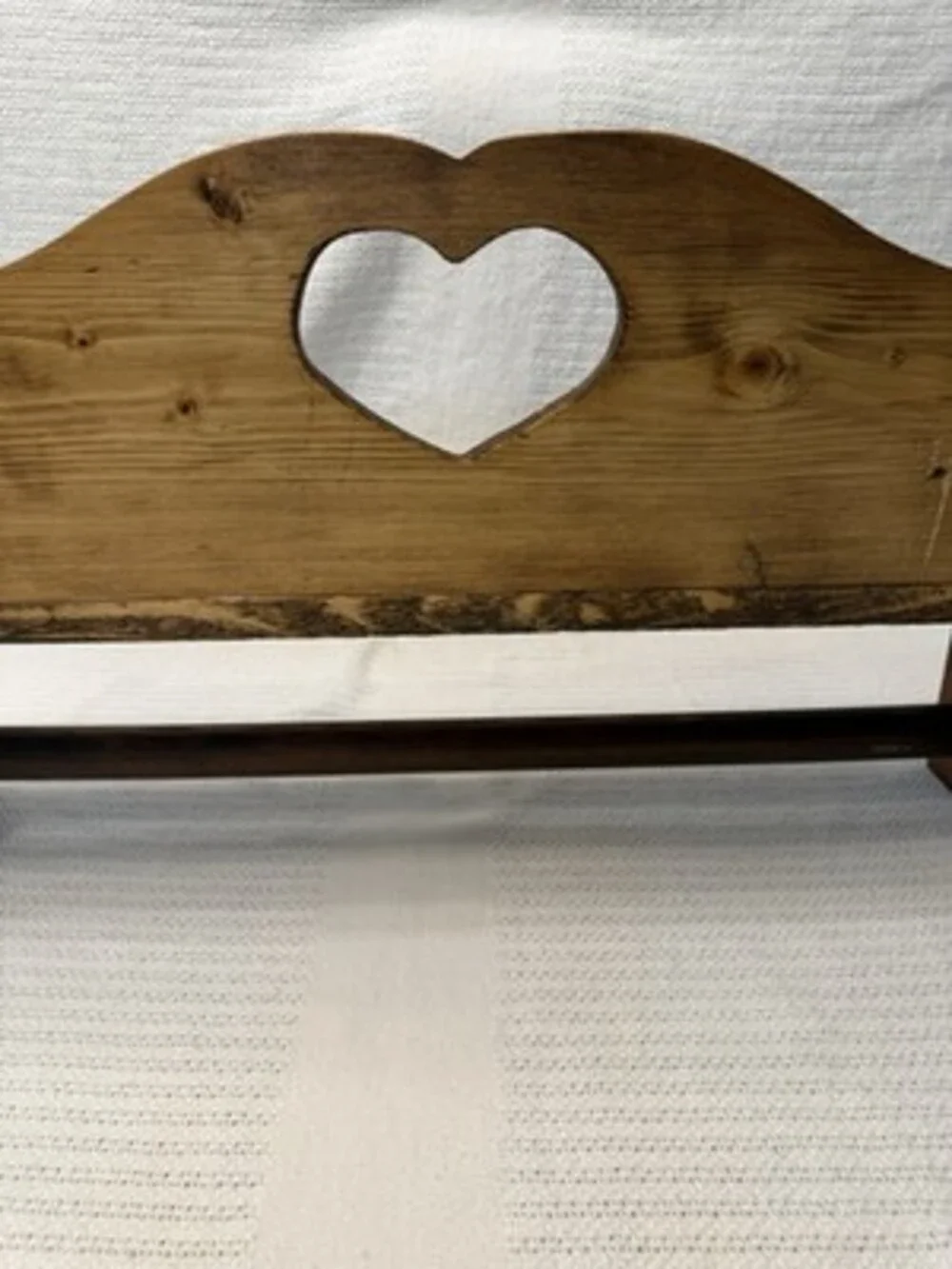 Vtg Solid Wood Wall Shelf Quilt Rack Hanging Bar  37.5” Heart Cutout Cottagecore